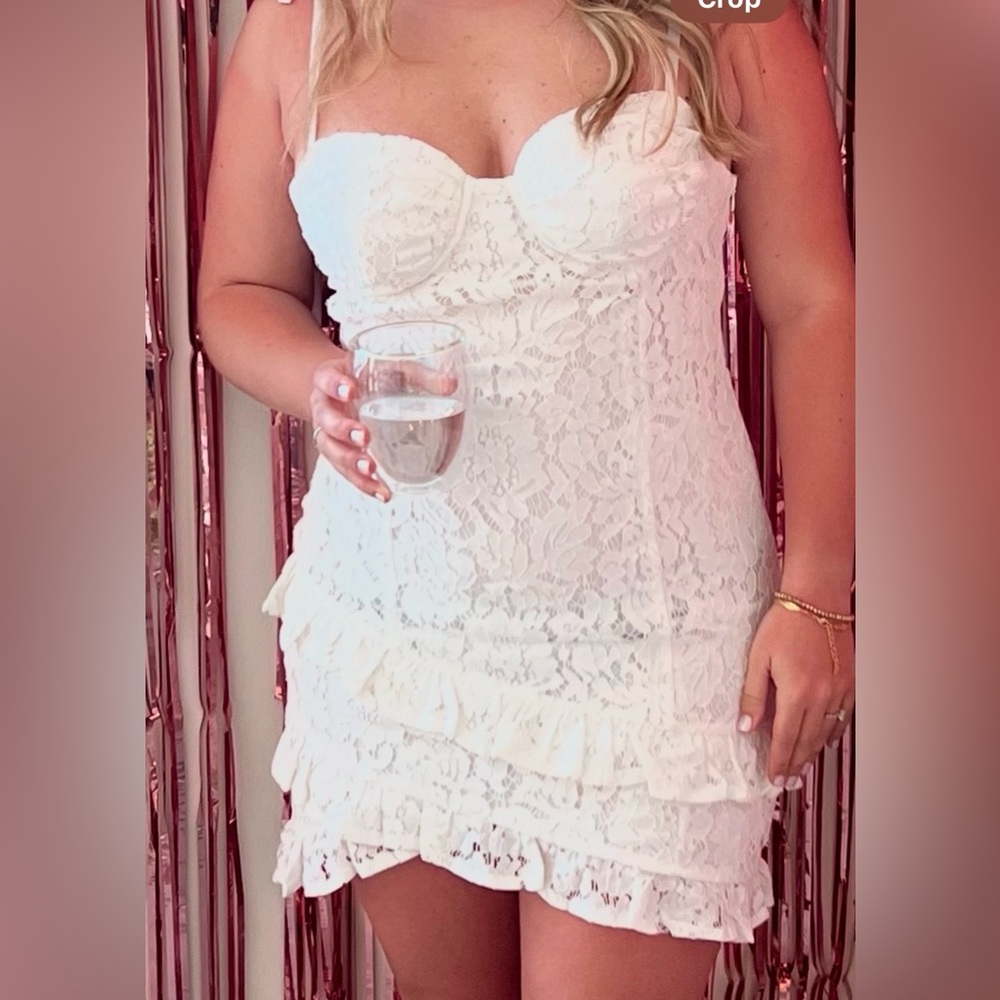 ASTR The Label White Lace Mini-Dress